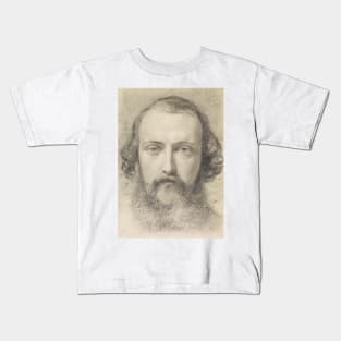 Portrait - Head Study of Daniel Casey (Full-Face) by Ford Madox Brown Kids T-Shirt